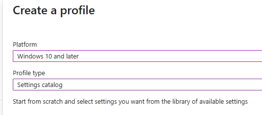 Create configuration profile in Intune